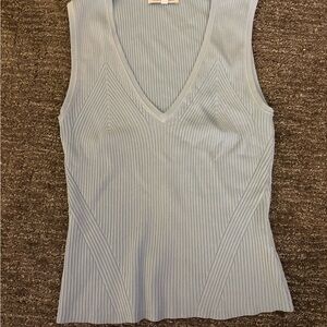 Veronica Beard Sky Blue Ribbed Tank Top